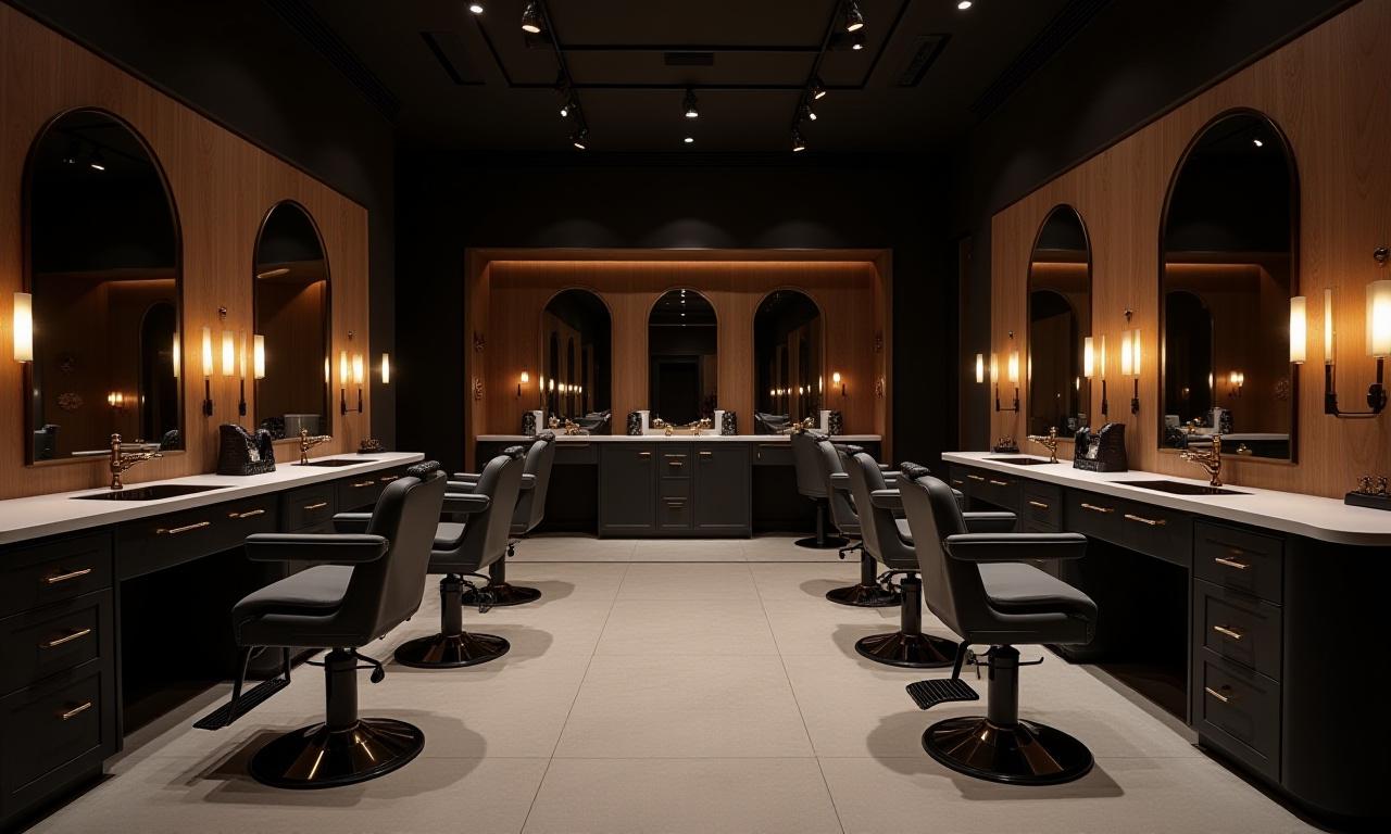 세련된 바버샵 내부에서 고객에게 서비스를 제공하는 바버